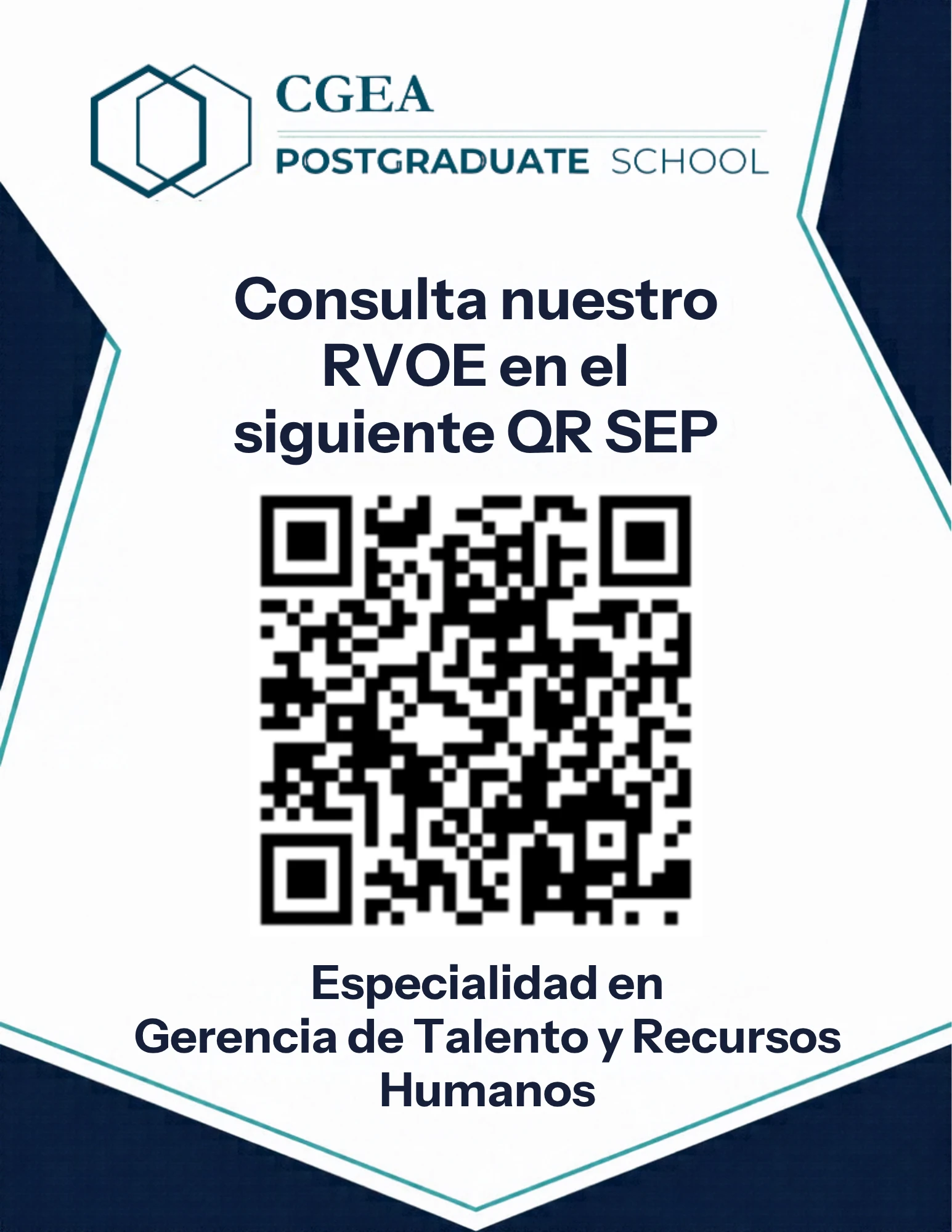 Código QR para consultar el RVOE SEP de la Especialidad en Gerencia de Talento y Recursos Humanos
